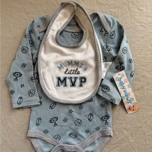 Baby Views Bodysuit & Bib Set - Size 3-6 Months - NWT